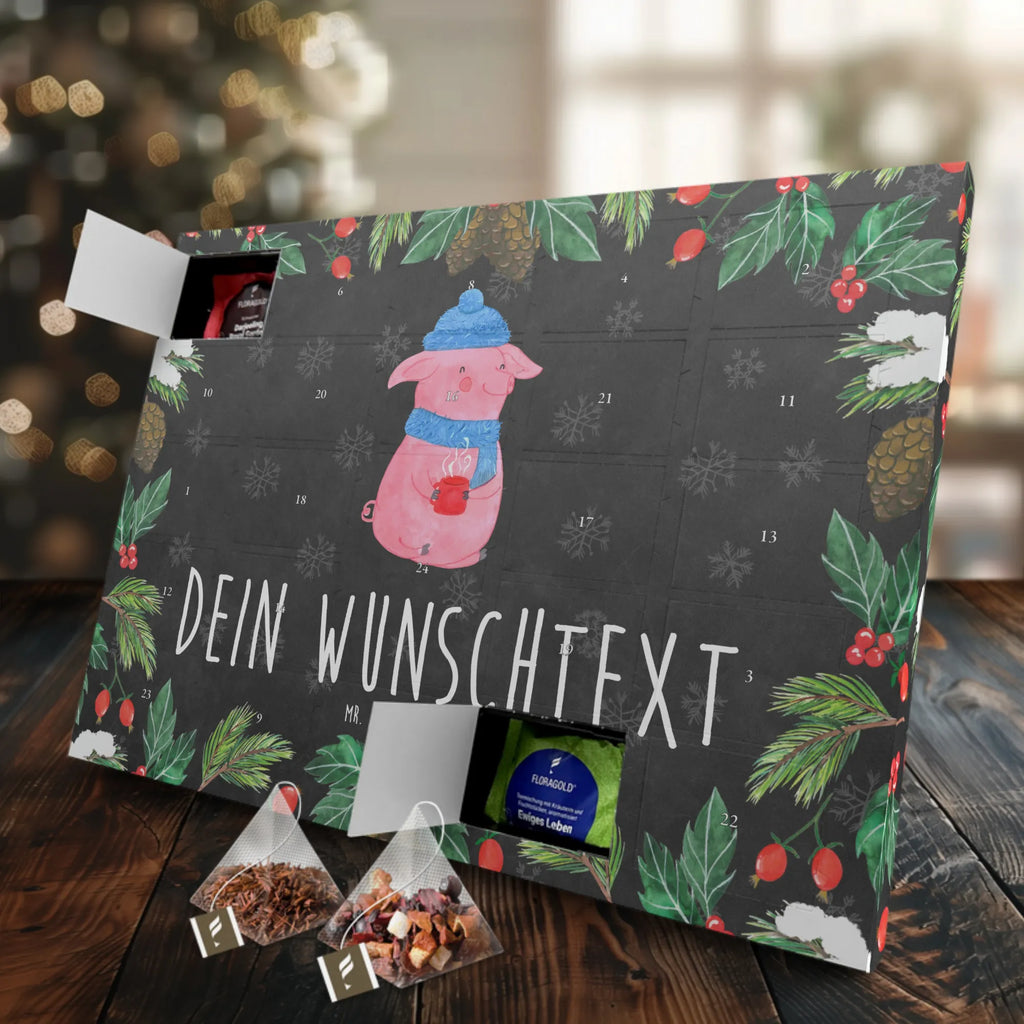 Personalisierter Tee Adventskalender Schwein Glühwein Personalisierter Tee Adventskalender, Winter, Weihnachten, Weihnachtsdeko, Nikolaus, Advent, Heiligabend, Wintermotiv, Glühschwein, Glühwein, Weihnachtsmarkt, Punsch