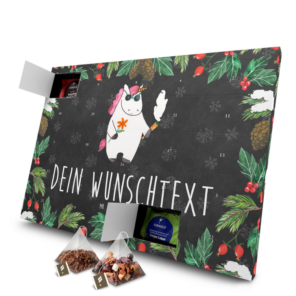 Personalisierter Tee Adventskalender Einhorn Woodstock Personalisierter Tee Adventskalender, Einhorn, Einhörner, Einhorn Deko, Pegasus, Unicorn, Kiffen, Joint, Zigarette, Alkohol, Party, Spaß. lustig, witzig, Woodstock