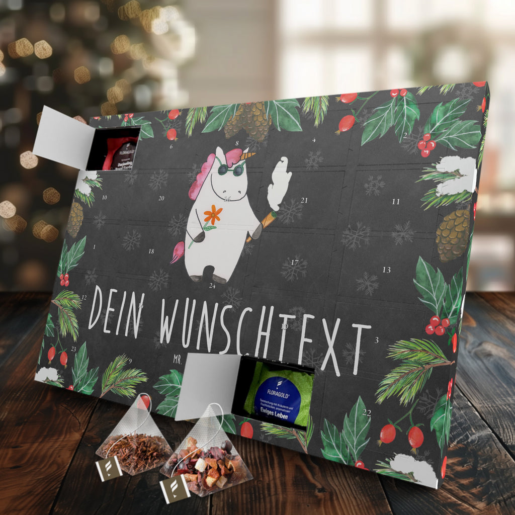 Personalisierter Tee Adventskalender Einhorn Woodstock Personalisierter Tee Adventskalender, Einhorn, Einhörner, Einhorn Deko, Pegasus, Unicorn, Kiffen, Joint, Zigarette, Alkohol, Party, Spaß. lustig, witzig, Woodstock