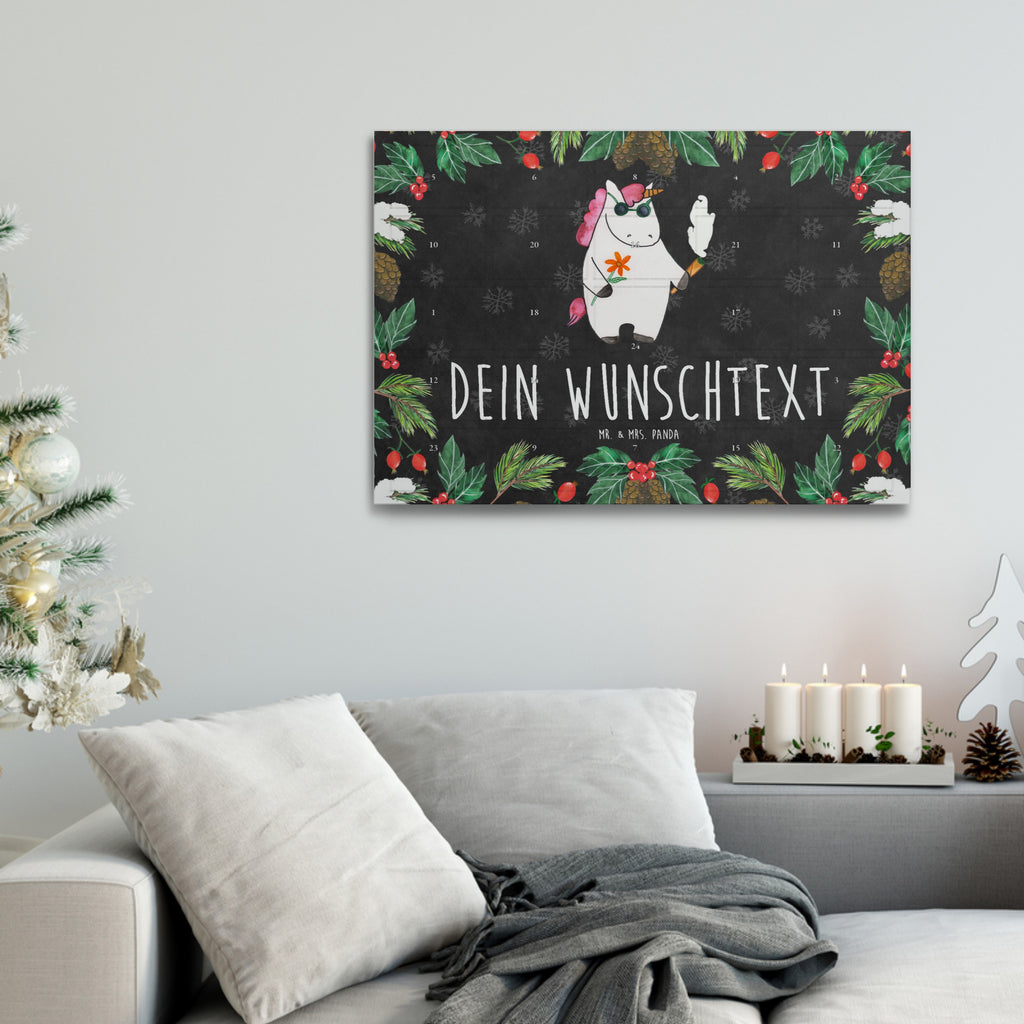 Personalisierter Tee Adventskalender Einhorn Woodstock Personalisierter Tee Adventskalender, Einhorn, Einhörner, Einhorn Deko, Pegasus, Unicorn, Kiffen, Joint, Zigarette, Alkohol, Party, Spaß. lustig, witzig, Woodstock