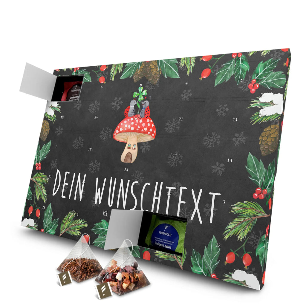 Personalisierter Tee Adventskalender Marienkäfer Fliegenpilz Personalisierter Tee Adventskalender, Tiermotive, Gute Laune, lustige Sprüche, Tiere, Haus, Wohnung, zuhause, Fliegenpilz, Marienkäfer, Fleigenpilzhaus