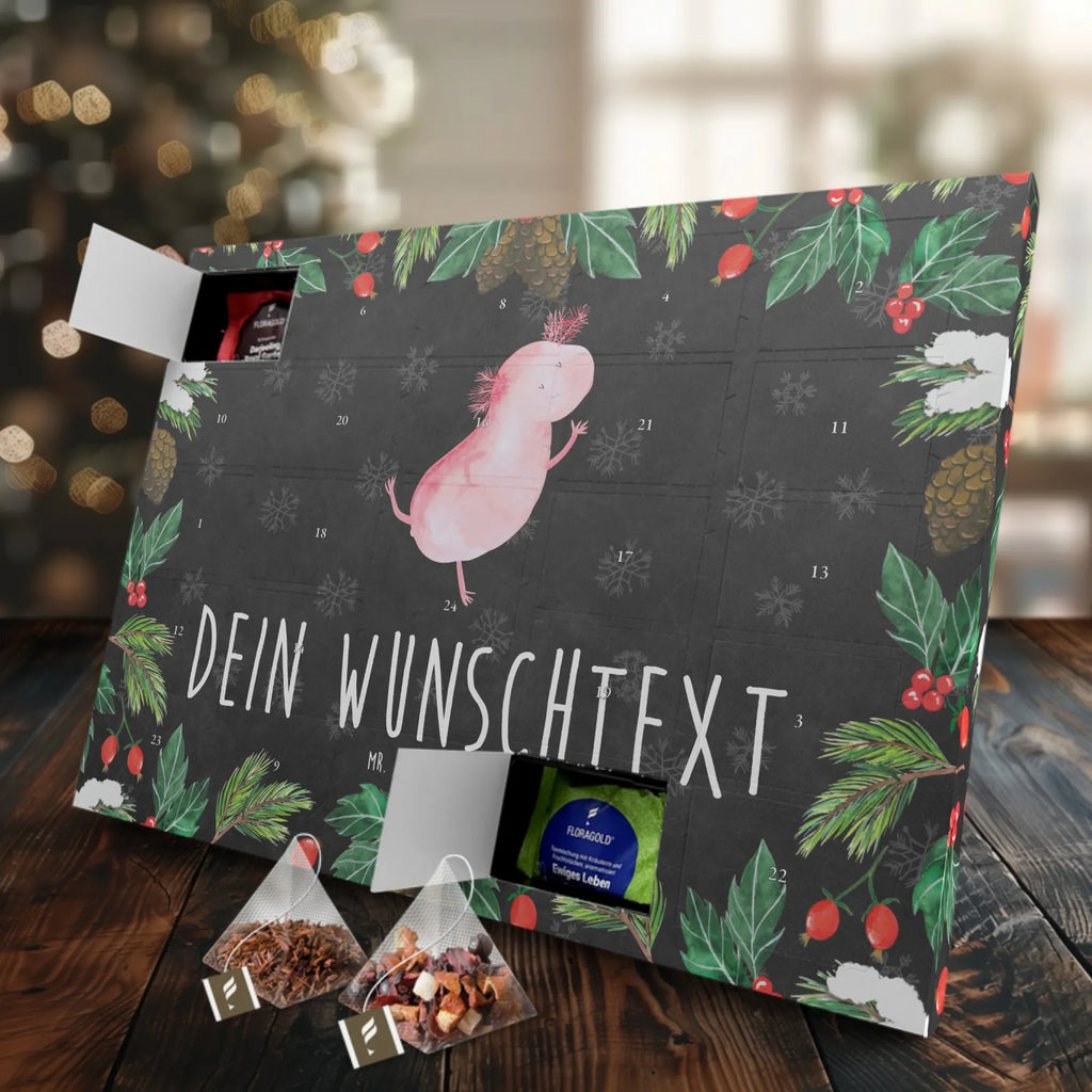 Personalisierter Tee Adventskalender Axolotl Tanzen Personalisierter Tee Adventskalender, Axolotl, Molch, Axolot, Schwanzlurch, Lurch, Lurche, Dachschaden, Sterne, verrückt, Freundin, beste Freundin