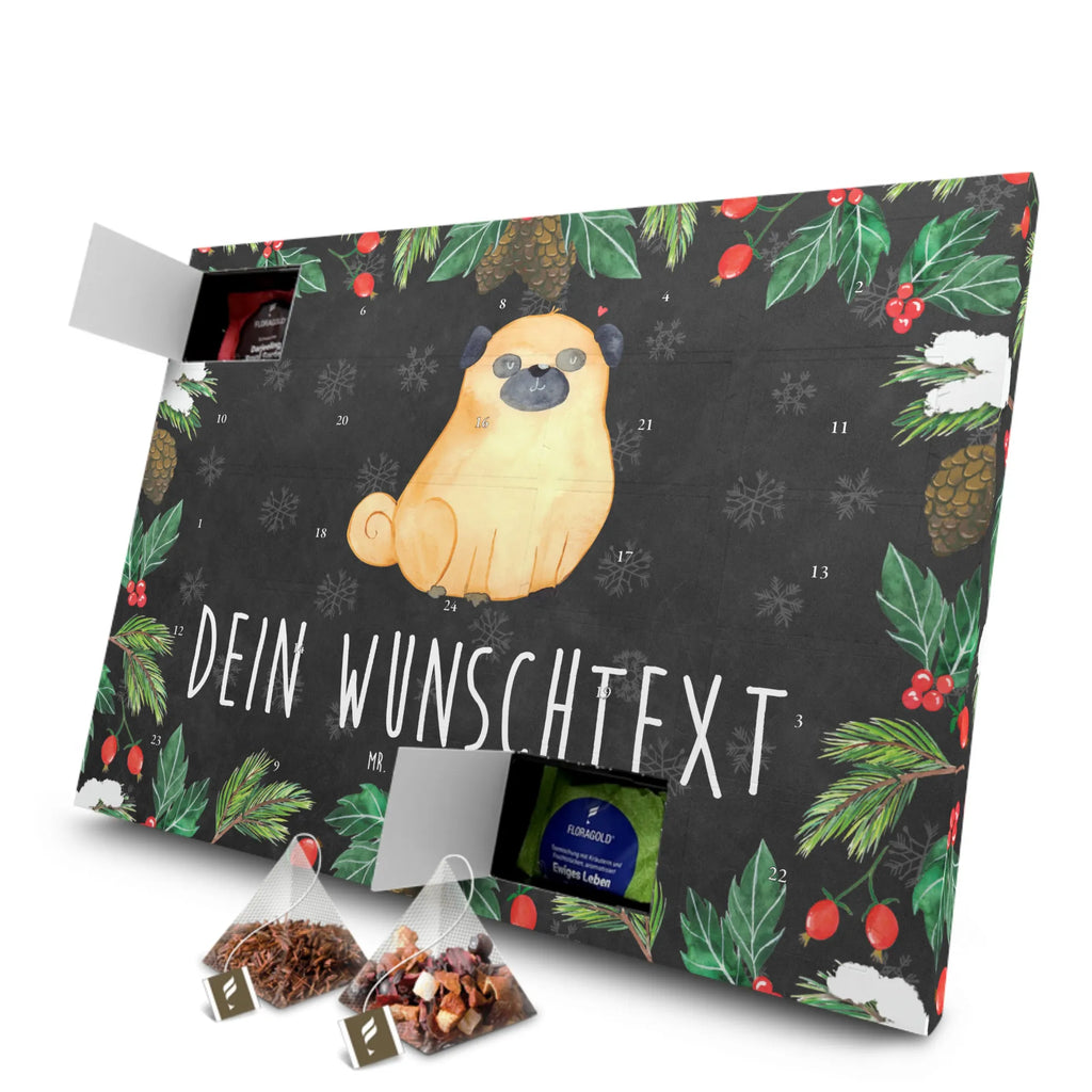 Personalisierter Tee Adventskalender Mops Personalisierter Tee Adventskalender, Hund, Hundemotiv, Haustier, Hunderasse, Tierliebhaber, Hundebesitzer, Sprüche, Mops, Liebe, Hundeliebe