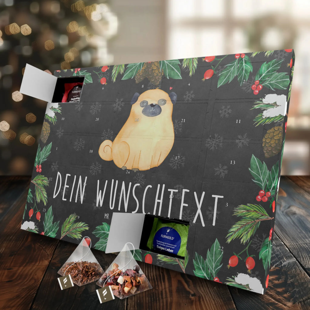 Personalisierter Tee Adventskalender Mops Personalisierter Tee Adventskalender, Hund, Hundemotiv, Haustier, Hunderasse, Tierliebhaber, Hundebesitzer, Sprüche, Mops, Liebe, Hundeliebe