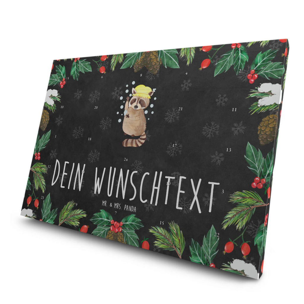 Personalisierter Tee Adventskalender Waschbär Personalisierter Tee Adventskalender, Tiermotive, Gute Laune, lustige Sprüche, Tiere, Waschbär, Tagträumen, Plan, Fröhlich, waschen, Seifenblasen