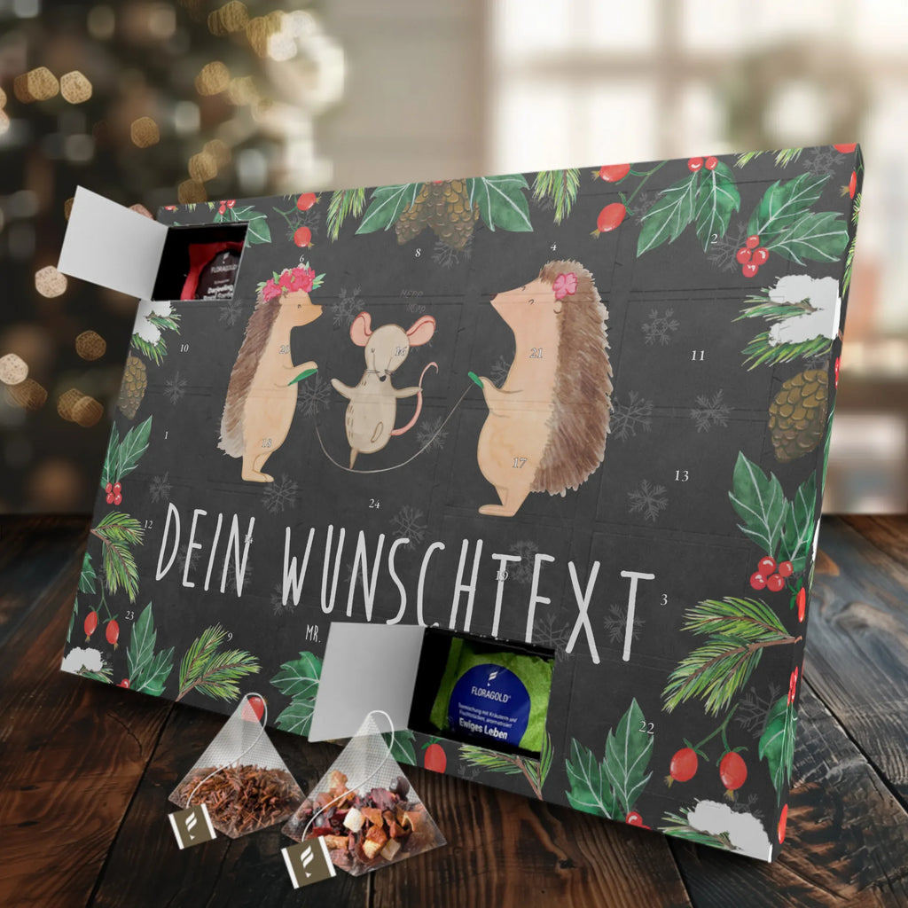 Personalisierter Tee Adventskalender Igel Seilhüpfen Personalisierter Tee Adventskalender, Tiermotive, Gute Laune, lustige Sprüche, Tiere, Igel, Maus, Seilspringen, Seilhüpfen, Kinder, Kindergarten