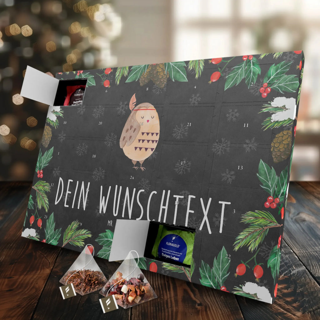 Personalisierter Tee Adventskalender Eule Federschmuck Personalisierter Tee Adventskalender, Eule, Eule Deko, Owl, Das Leben ist ein Abenteuer, Reisespruch, Federschmuck, Dekoration