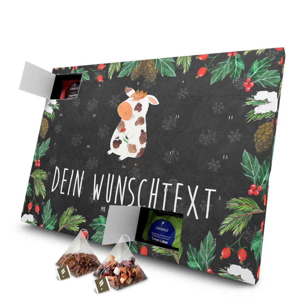 Personalisierter Tee Adventskalender Kuh Personalisierter Tee Adventskalender, Bauernhof, Hoftiere, Landwirt, Landwirtin, Kuh, Kühe, Träume, Flausen, Spruch, Magie, Motivtion, Hof, Milch, Milchkuh