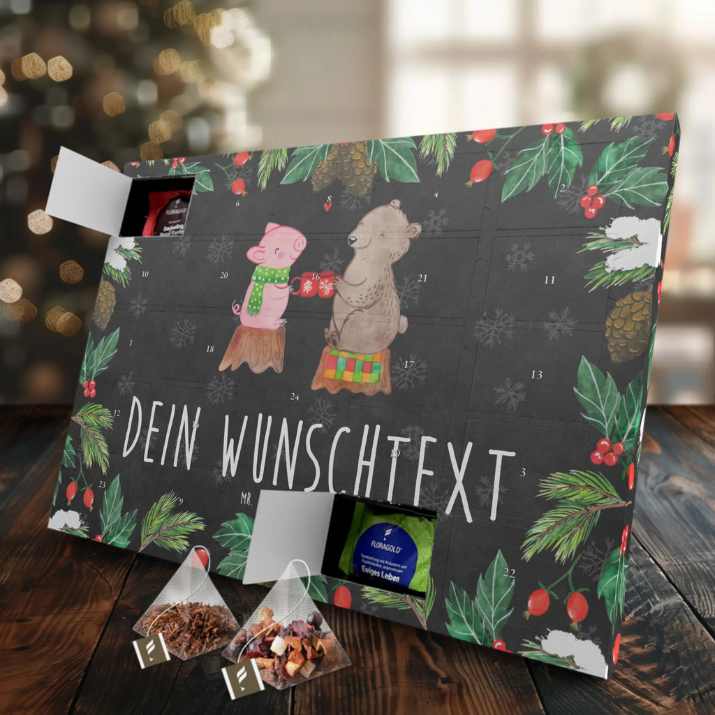 Personalisierter Tee Adventskalender Glühschwein Sause Personalisierter Tee Adventskalender, Winter, Weihnachten, Weihnachtsdeko, Nikolaus, Advent, Heiligabend, Wintermotiv, Prost, Alles Gute, Weihnachtszeit, Schwein, Bär