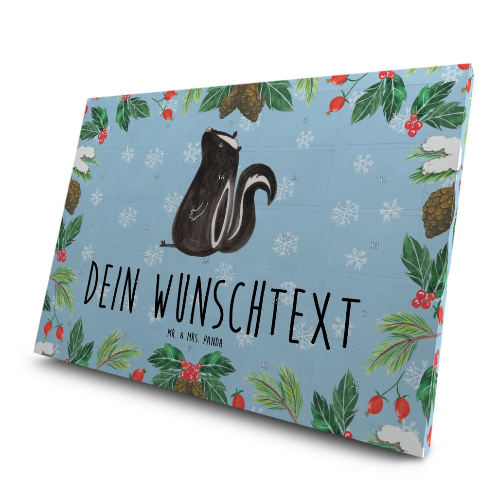 Personalisierter Tee Adventskalender Stinktier Sitzen Personalisierter Tee Adventskalender, Stinktier, Skunk, Wildtier, Raubtier, Stinker, Stinki, Spruch, Büro, Recht, Besserwisser