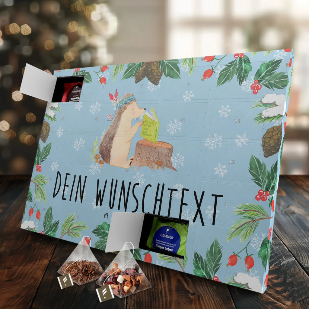 Personalisierter Tee Adventskalender Igel Federschmuck Personalisierter Tee Adventskalender, Waldtiere, Tiere, Igel, Indianer, Abenteuer, Lagerfeuer, Camping