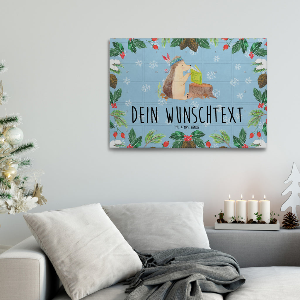 Personalisierter Tee Adventskalender Igel Federschmuck Personalisierter Tee Adventskalender, Waldtiere, Tiere, Igel, Indianer, Abenteuer, Lagerfeuer, Camping