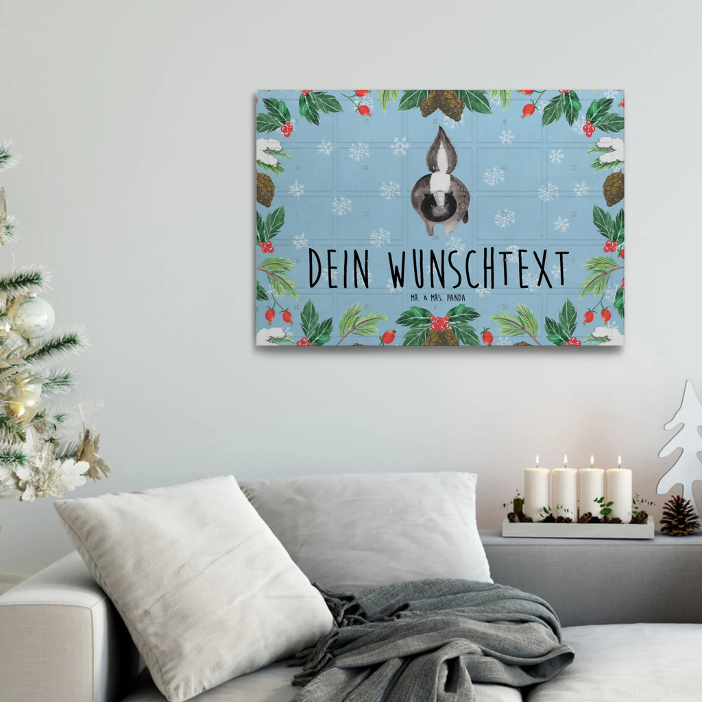 Personalisierter Tee Adventskalender Stinktier Angriff Personalisierter Tee Adventskalender, Stinktier, Skunk, Wildtier, Raubtier, Stinker, Stinki, wütend, Drohung