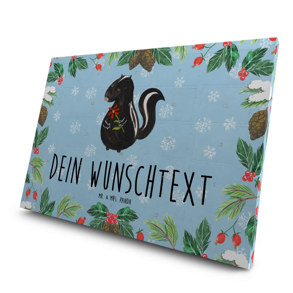 Personalisierter Tee Adventskalender Stinktier Blume Personalisierter Tee Adventskalender, Stinktier, Skunk, Wildtier, Raubtier, Stinker, Stinki, Tagträumer, verträumt, Dreams, Träume