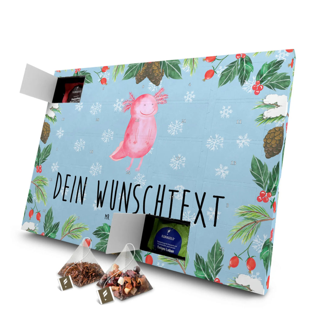 Personalisierter Tee Adventskalender Axolotl Glücklich Personalisierter Tee Adventskalender, Axolotl, Molch, Axolot, Schwanzlurch, Lurch, Lurche, Motivation, gute Laune