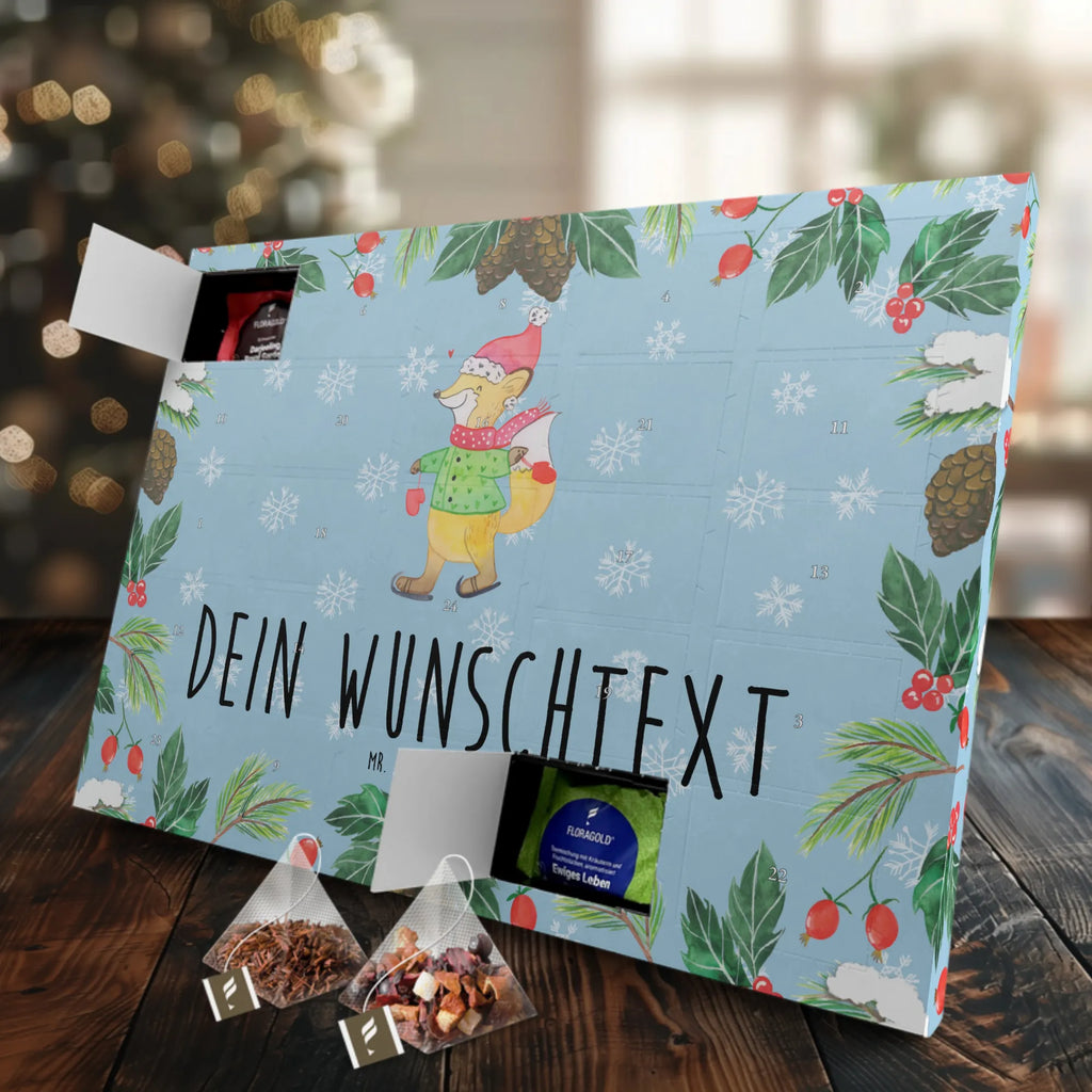 Personalisierter Tee Adventskalender Fuchs  Schlittschuhe Personalisierter Tee Adventskalender, Winter, Weihnachten, Weihnachtsdeko, Nikolaus, Advent, Heiligabend, Wintermotiv, Weihnachtsmann, Weihnachtstage, Weihnachtsbaum, Tannenbaum, Weihnachtszeit