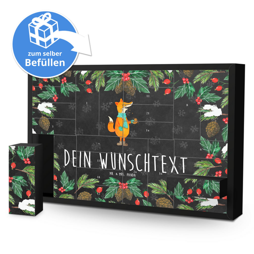 Personalisierter Befüllbarer Adventskalender Fuchs Keks Befüllbarer Adventskalender, Adventskalender zum selbst befüllen, Fuchs, Füchse, Backen Spruch, Kekse, Winter, Weihnachtszeit, Plätzchen, Liebe, Küche Deko