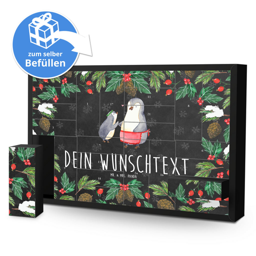 Personalisierter Befüllbarer Adventskalender Pinguin mit Kind Befüllbarer Adventskalender, Adventskalender zum selbst befüllen, Familie, Vatertag, Muttertag, Bruder, Schwester, Mama, Papa, Oma, Opa, Geschenk, Mami, Mutti, Mutter, Geburststag