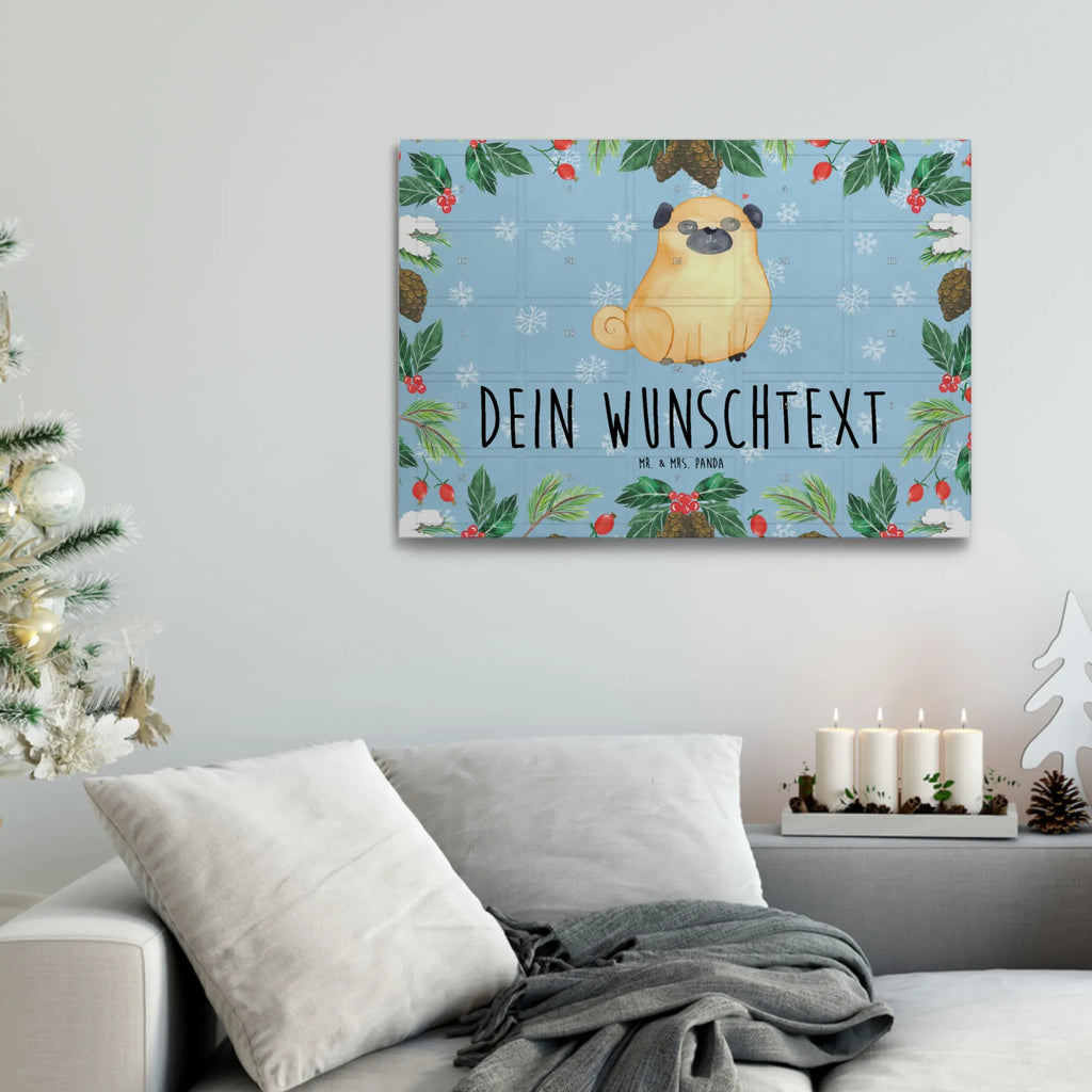 Personalisierter Tee Adventskalender Mops Personalisierter Tee Adventskalender, Hund, Hundemotiv, Haustier, Hunderasse, Tierliebhaber, Hundebesitzer, Sprüche, Mops, Liebe, Hundeliebe