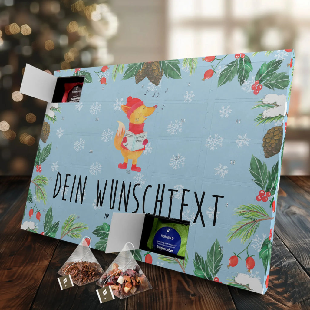 Personalisierter Tee Adventskalender Fuchs Sänger Personalisierter Tee Adventskalender, Winter, Weihnachten, Weihnachtsdeko, Nikolaus, Advent, Heiligabend, Wintermotiv, Fuchs, Füchse, Sänger, Geschenk Sänger, Singen, Weihnachtslieder