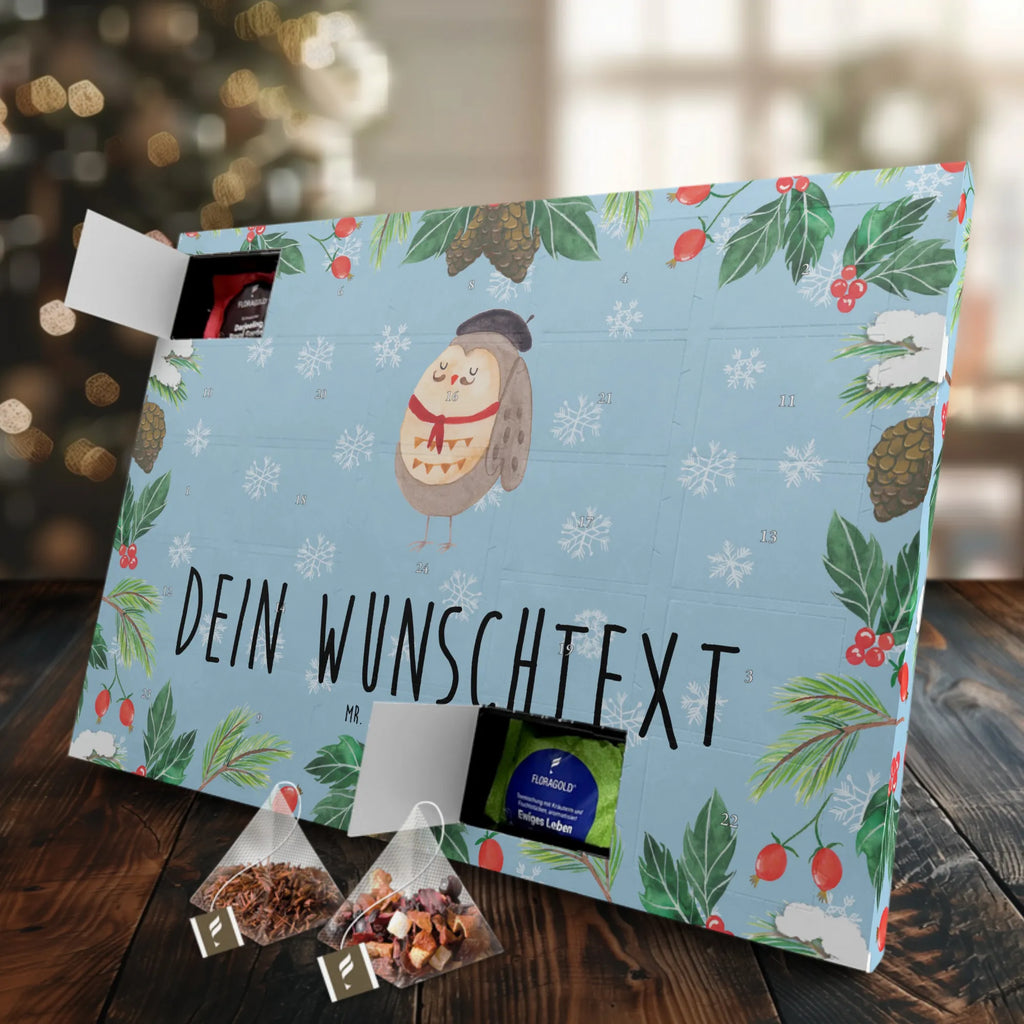 Personalisierter Tee Adventskalender Eule Frankreich Personalisierter Tee Adventskalender, Eule, Eulen, Eule Deko, Owl, hibou, La vie est belle, das Leben ist schön, Spruch schön, Spruch Französisch, Frankreich