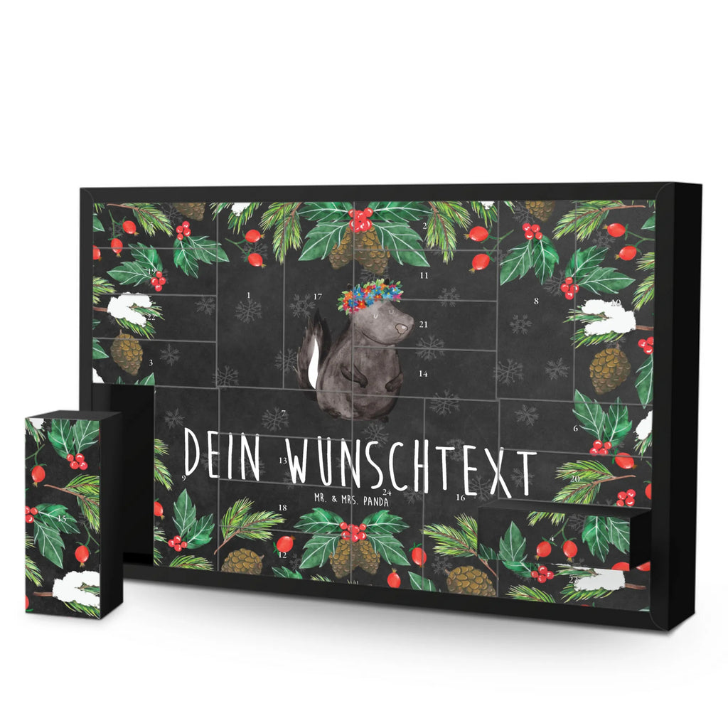 Personalisierter Befüllbarer Adventskalender Stinktier Mädchen Befüllbarer Adventskalender, Adventskalender zum selbst befüllen, Stinktier, Skunk, Wildtier, Raubtier, Stinker, Stinki, Yoga, Namaste, Lebe, Liebe, Lache