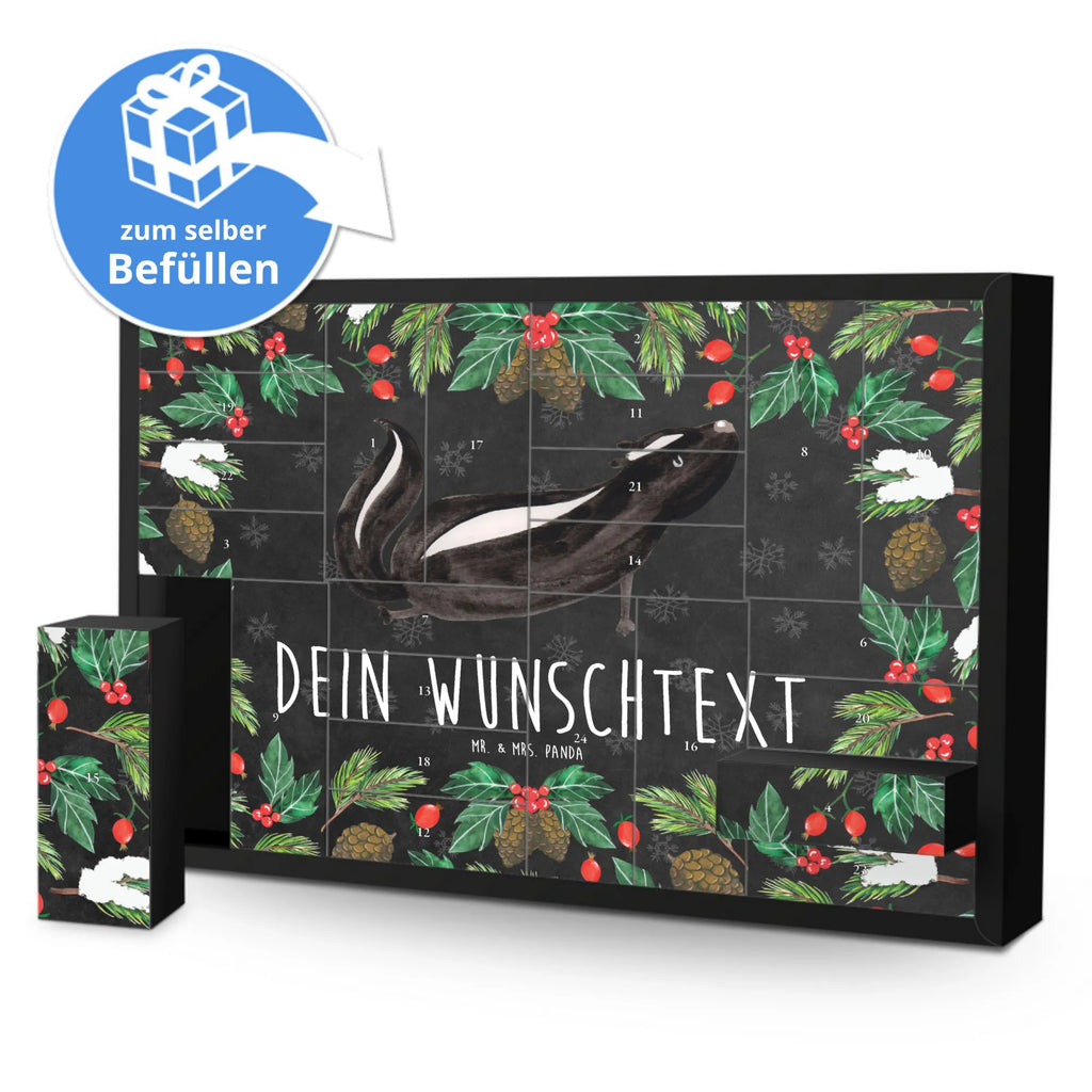 Personalisierter Befüllbarer Adventskalender Stinktier Yoga Befüllbarer Adventskalender, Adventskalender zum selbst befüllen, Stinktier, Skunk, Wildtier, Raubtier, Stinker, Stinki, Yoga, Namaste, Lebe, Liebe, Lache