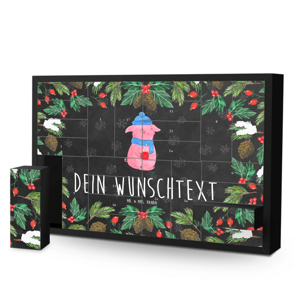 Personalisierter Befüllbarer Adventskalender Schwein Glühwein Befüllbarer Adventskalender, Adventskalender zum selbst befüllen, Winter, Weihnachten, Weihnachtsdeko, Nikolaus, Advent, Heiligabend, Wintermotiv, Glühschwein, Glühwein, Weihnachtsmarkt, Punsch