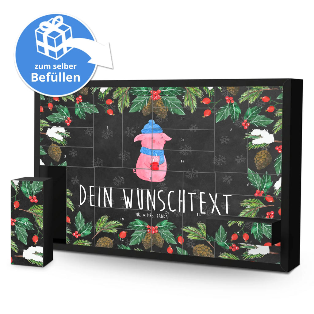 Personalisierter Befüllbarer Adventskalender Schwein Glühwein Befüllbarer Adventskalender, Adventskalender zum selbst befüllen, Winter, Weihnachten, Weihnachtsdeko, Nikolaus, Advent, Heiligabend, Wintermotiv, Glühschwein, Glühwein, Weihnachtsmarkt, Punsch