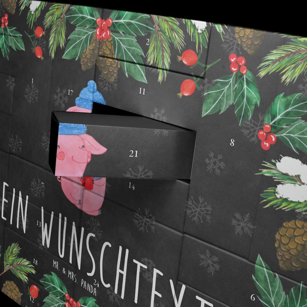 Personalisierter Befüllbarer Adventskalender Schwein Glühwein Befüllbarer Adventskalender, Adventskalender zum selbst befüllen, Winter, Weihnachten, Weihnachtsdeko, Nikolaus, Advent, Heiligabend, Wintermotiv, Glühschwein, Glühwein, Weihnachtsmarkt, Punsch