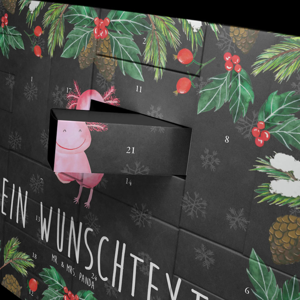 Personalisierter Befüllbarer Adventskalender Axolotl Glücklich Befüllbarer Adventskalender, Adventskalender zum selbst befüllen, Axolotl, Molch, Axolot, Schwanzlurch, Lurch, Lurche, Motivation, gute Laune