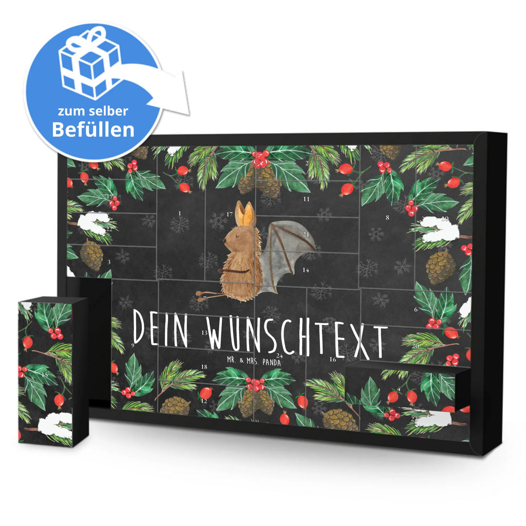 Personalisierter Befüllbarer Adventskalender Fledermaus Sitzen Befüllbarer Adventskalender, Adventskalender zum selbst befüllen, Tiermotive, Gute Laune, lustige Sprüche, Tiere, Fledermaus, Fledermäuse, Motivation, entspannen