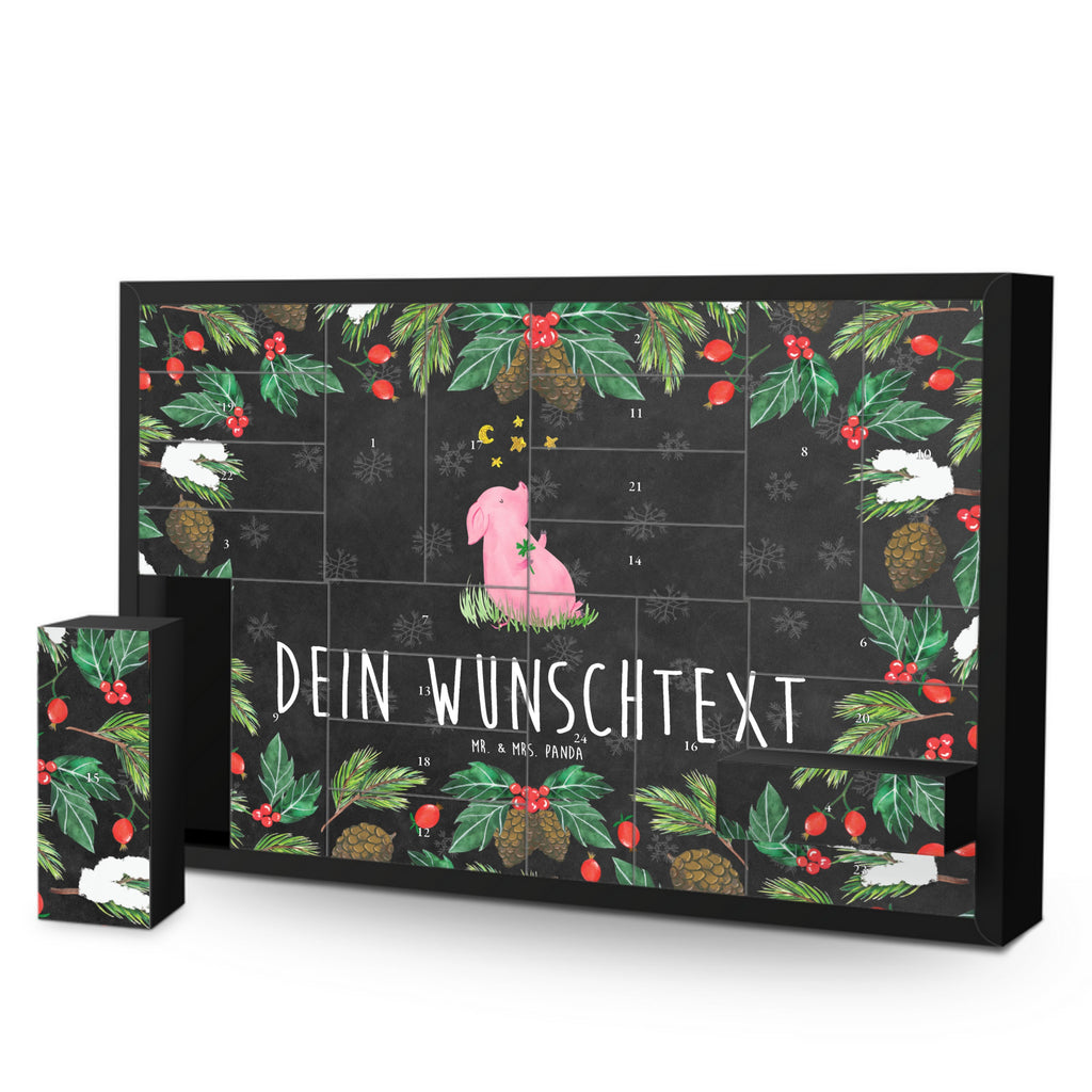 Personalisierter Befüllbarer Adventskalender Schwein Glück Befüllbarer Adventskalender, Adventskalender zum selbst befüllen, Tiermotive, Gute Laune, lustige Sprüche, Tiere, Glücksschwein. Glück, Schwein, Schweinchen, Sterne, Sernchen, Ziele, Träume, Motivation, Glücksbringer