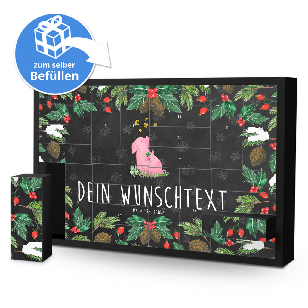 Personalisierter Befüllbarer Adventskalender Schwein Glück Befüllbarer Adventskalender, Adventskalender zum selbst befüllen, Tiermotive, Gute Laune, lustige Sprüche, Tiere, Glücksschwein. Glück, Schwein, Schweinchen, Sterne, Sernchen, Ziele, Träume, Motivation, Glücksbringer