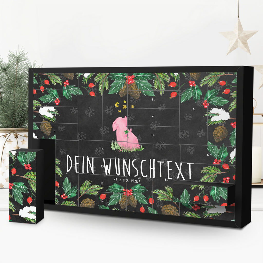 Personalisierter Befüllbarer Adventskalender Schwein Glück Befüllbarer Adventskalender, Adventskalender zum selbst befüllen, Tiermotive, Gute Laune, lustige Sprüche, Tiere, Glücksschwein. Glück, Schwein, Schweinchen, Sterne, Sernchen, Ziele, Träume, Motivation, Glücksbringer