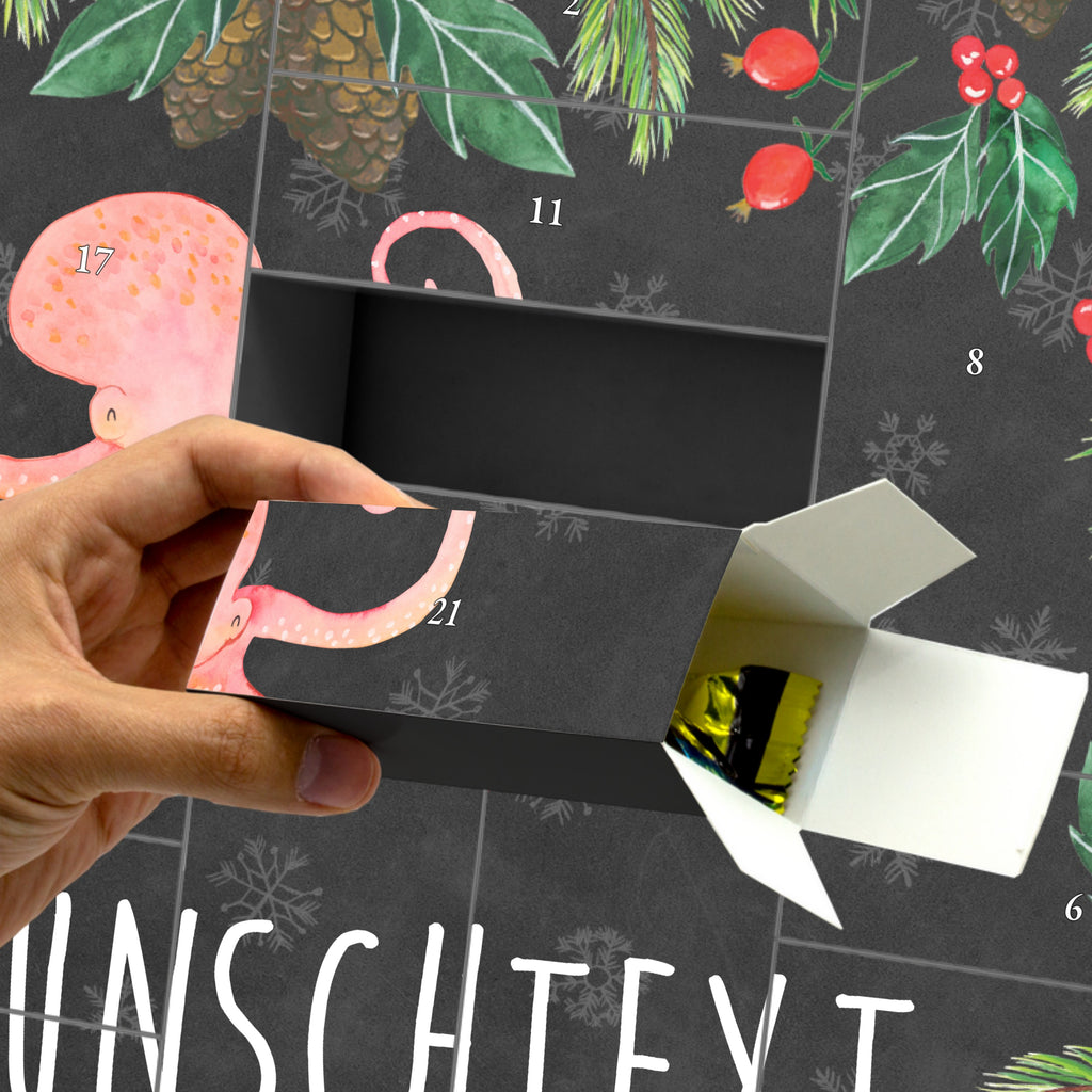 Personalisierter Befüllbarer Adventskalender Tintenfisch Befüllbarer Adventskalender, Adventskalender zum selbst befüllen, Tiermotive, Gute Laune, lustige Sprüche, Tiere, Meer, Meerestier, Krake, Tintenfisch, Arme, Wasser, Ozean