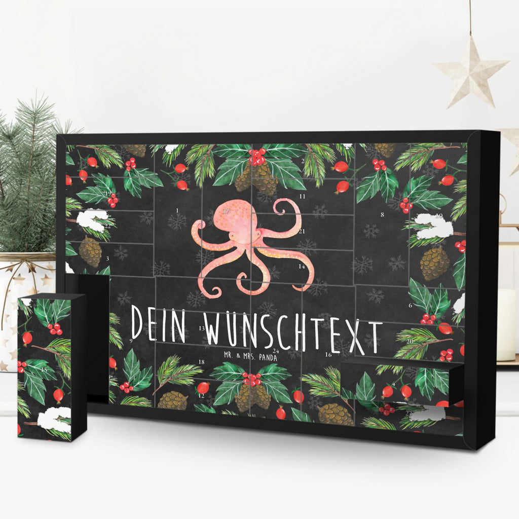 Personalisierter Befüllbarer Adventskalender Tintenfisch Befüllbarer Adventskalender, Adventskalender zum selbst befüllen, Tiermotive, Gute Laune, lustige Sprüche, Tiere, Meer, Meerestier, Krake, Tintenfisch, Arme, Wasser, Ozean