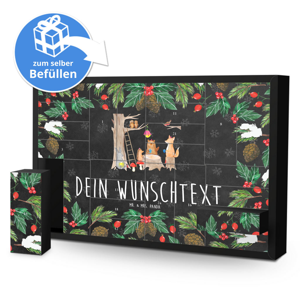 Personalisierter Befüllbarer Adventskalender Waldtiere Picknick Befüllbarer Adventskalender, Adventskalender zum selbst befüllen, Tiermotive, Gute Laune, lustige Sprüche, Tiere, Waldtiere, Picknick, Wald, Fuchs, Hase, Igel, Maus, Eichhörnchen