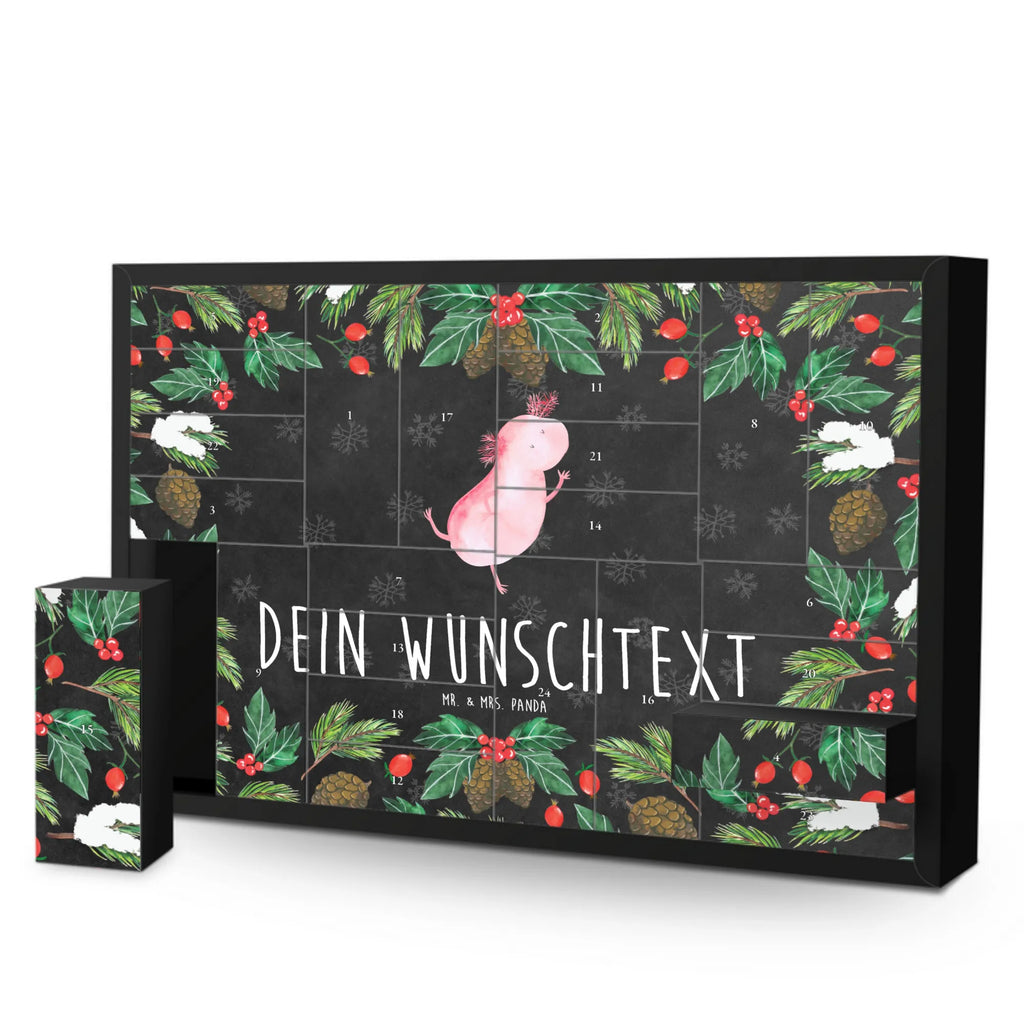 Personalisierter Befüllbarer Adventskalender Axolotl Tanzen Befüllbarer Adventskalender, Adventskalender zum selbst befüllen, Axolotl, Molch, Axolot, Schwanzlurch, Lurch, Lurche, Dachschaden, Sterne, verrückt, Freundin, beste Freundin