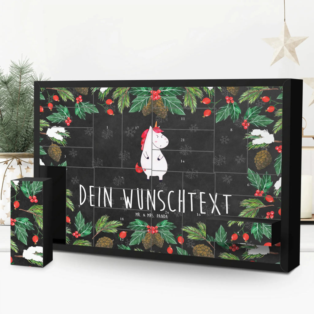 Personalisierter Befüllbarer Adventskalender Einhorn Wut Befüllbarer Adventskalender, Adventskalender zum selbst befüllen, Einhorn, Einhörner, Einhorn Deko, Pegasus, Unicorn, Realität, Ansage, lustlos, nein, Büro, Arbeit, wütend, dumme Fragen, lustig, Spaß, Geschenk