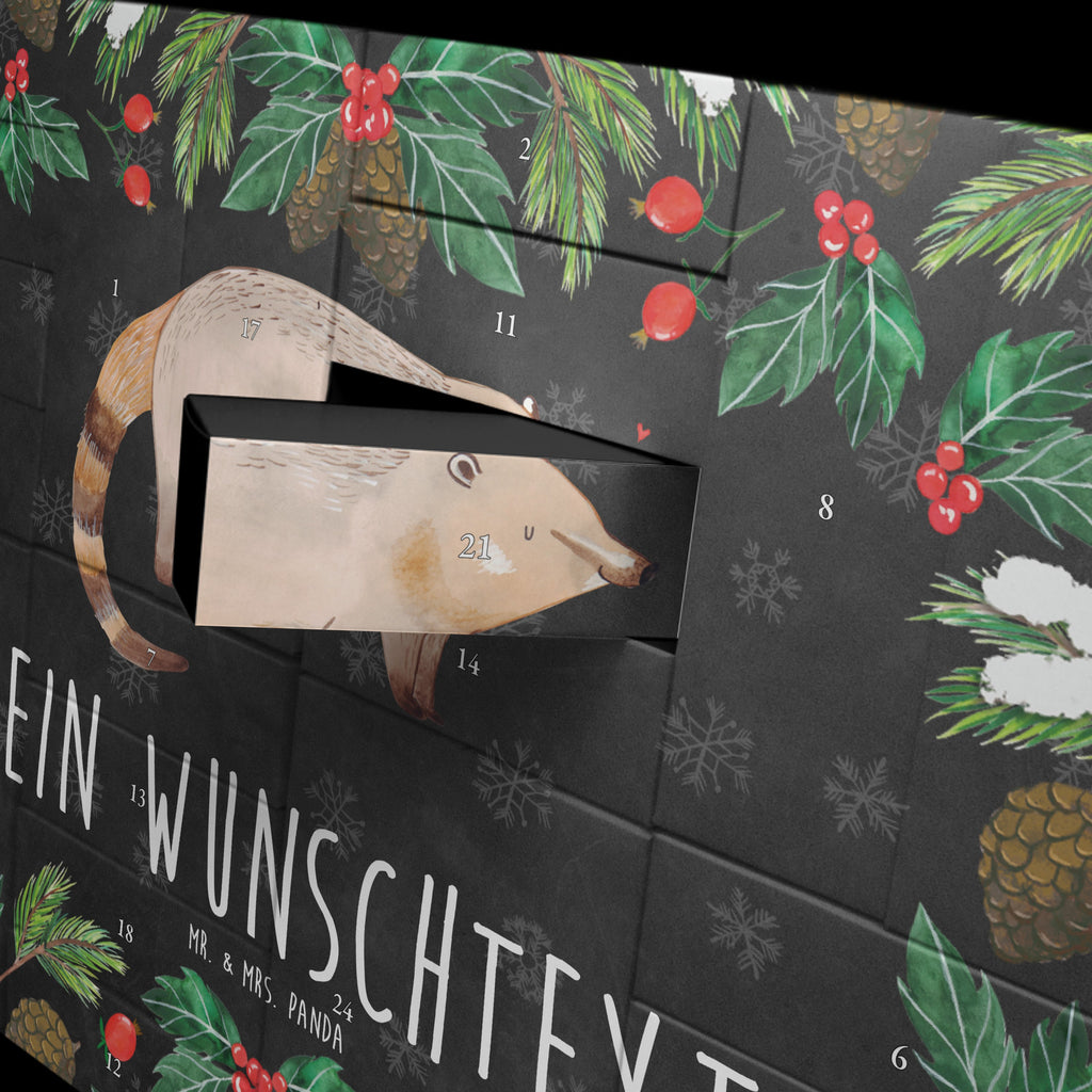 Personalisierter Befüllbarer Adventskalender Nasenbär Befüllbarer Adventskalender, Adventskalender zum selbst befüllen, Tiermotive, Gute Laune, lustige Sprüche, Tiere, Nasenbär, Nasenbären, Rüsselbär, Bär