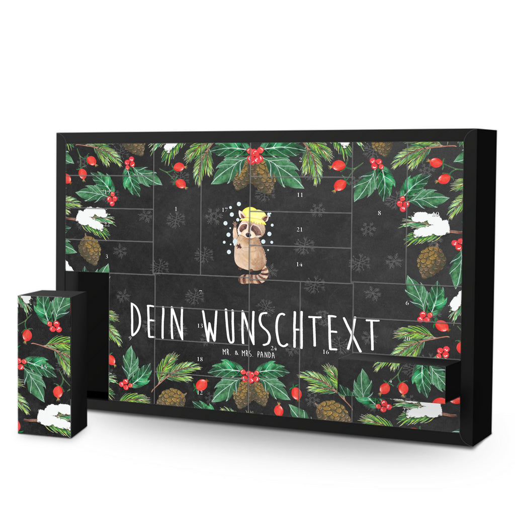 Personalisierter Befüllbarer Adventskalender Waschbär Befüllbarer Adventskalender, Adventskalender zum selbst befüllen, Tiermotive, Gute Laune, lustige Sprüche, Tiere, Waschbär, Tagträumen, Plan, Fröhlich, waschen, Seifenblasen