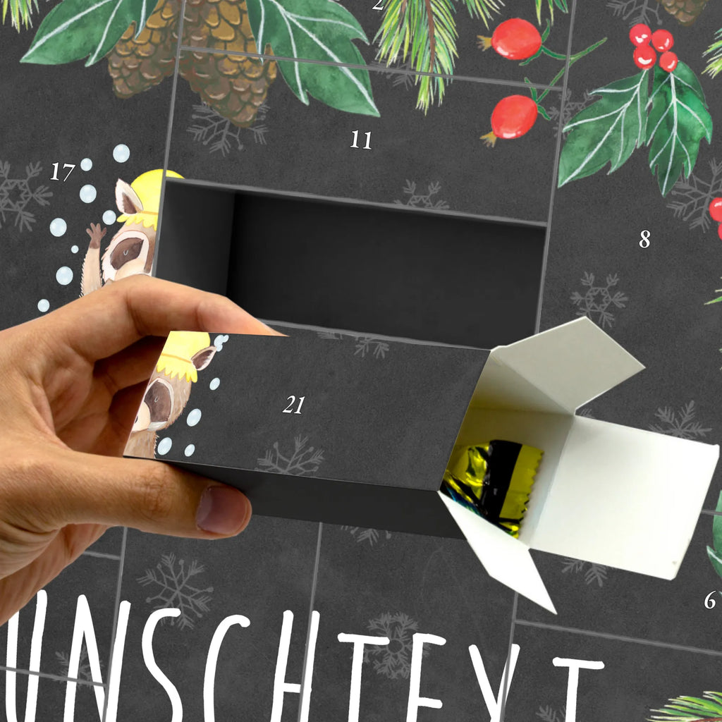 Personalisierter Befüllbarer Adventskalender Waschbär Befüllbarer Adventskalender, Adventskalender zum selbst befüllen, Tiermotive, Gute Laune, lustige Sprüche, Tiere, Waschbär, Tagträumen, Plan, Fröhlich, waschen, Seifenblasen