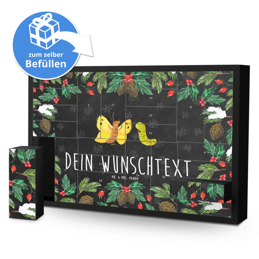 Personalisierter Befüllbarer Adventskalender Raupe Schmetterling Befüllbarer Adventskalender, Adventskalender zum selbst befüllen, Tiermotive, Gute Laune, lustige Sprüche, Tiere, Raupe, Schmetterling, Zitronenfalter, Entwicklung, Erwachsen werden, Kokon, Hut, Hütchen, Schönheit, Aufwachsen