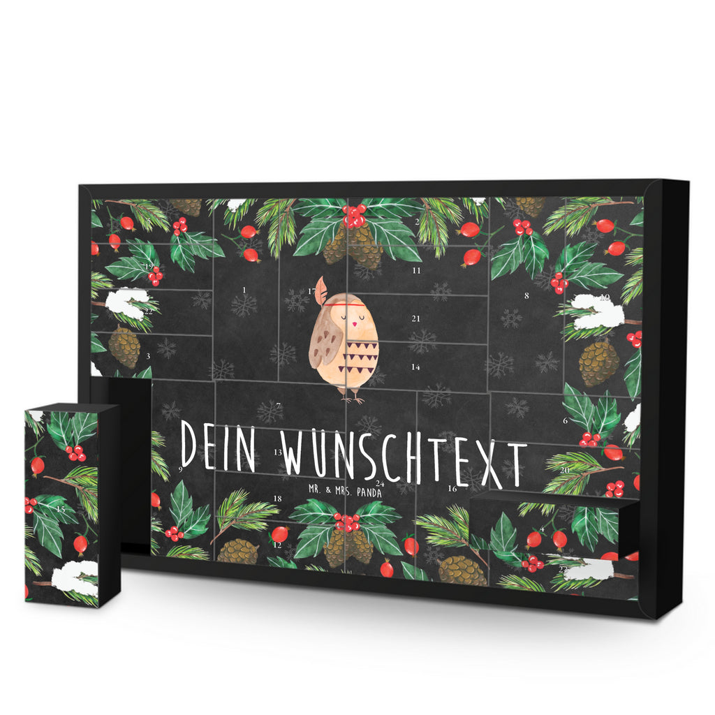 Personalisierter Befüllbarer Adventskalender Eule Federschmuck Befüllbarer Adventskalender, Adventskalender zum selbst befüllen, Eule, Eule Deko, Owl, Das Leben ist ein Abenteuer, Reisespruch, Federschmuck, Dekoration