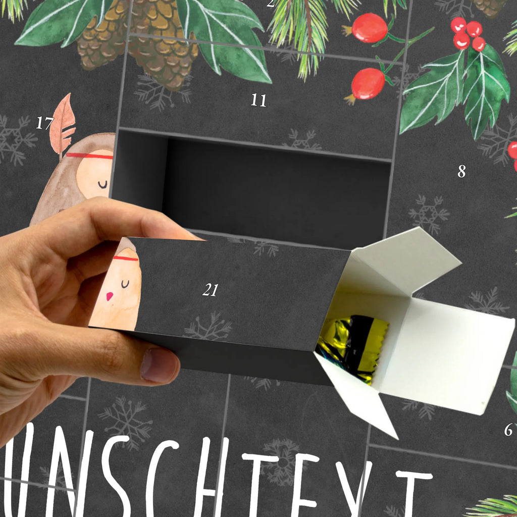 Personalisierter Befüllbarer Adventskalender Eule Federschmuck Befüllbarer Adventskalender, Adventskalender zum selbst befüllen, Eule, Eule Deko, Owl, Das Leben ist ein Abenteuer, Reisespruch, Federschmuck, Dekoration