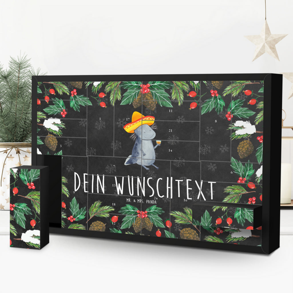 Personalisierter Befüllbarer Adventskalender Axolotl Tequila Befüllbarer Adventskalender, Adventskalender zum selbst befüllen, Axolotl, Molch, Mexico, Mexiko, Sombrero, Zitrone, Tequila, Motivation, Spruch, Schwanzlurch, Lurch, Lurche, Axolot, Feuerdrache, Feuersalamander