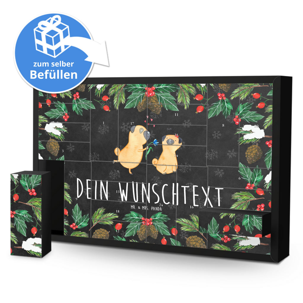 Personalisierter Befüllbarer Adventskalender Mops Verliebt Befüllbarer Adventskalender, Adventskalender zum selbst befüllen, Hund, Hundemotiv, Haustier, Hunderasse, Tierliebhaber, Hundebesitzer, Sprüche, Mops, Möpse, Hundeliebe, verliebt, Liebe, Liebesspruch. Verlobt, Geschenk Freund, Partner