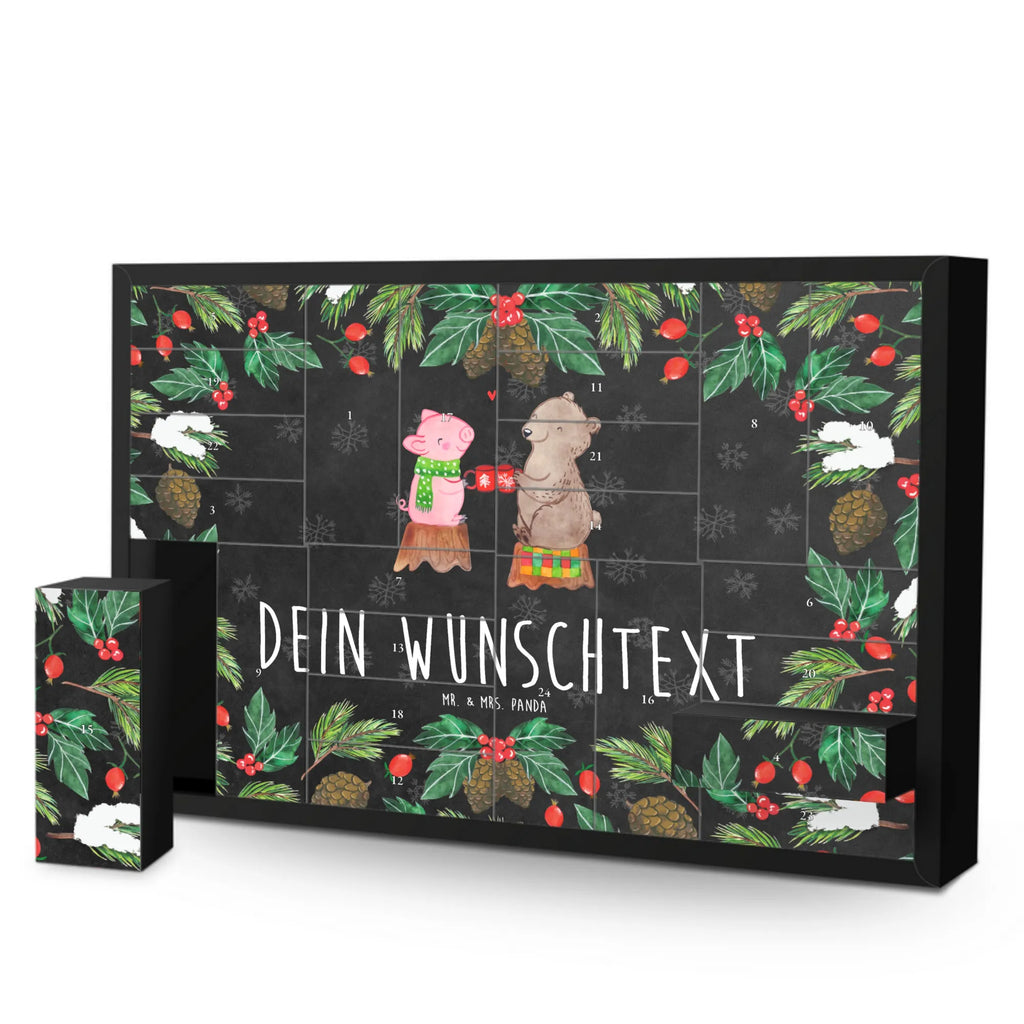 Personalisierter Befüllbarer Adventskalender Glühschwein Sause Befüllbarer Adventskalender, Adventskalender zum selbst befüllen, Winter, Weihnachten, Weihnachtsdeko, Nikolaus, Advent, Heiligabend, Wintermotiv, Prost, Alles Gute, Weihnachtszeit, Schwein, Bär