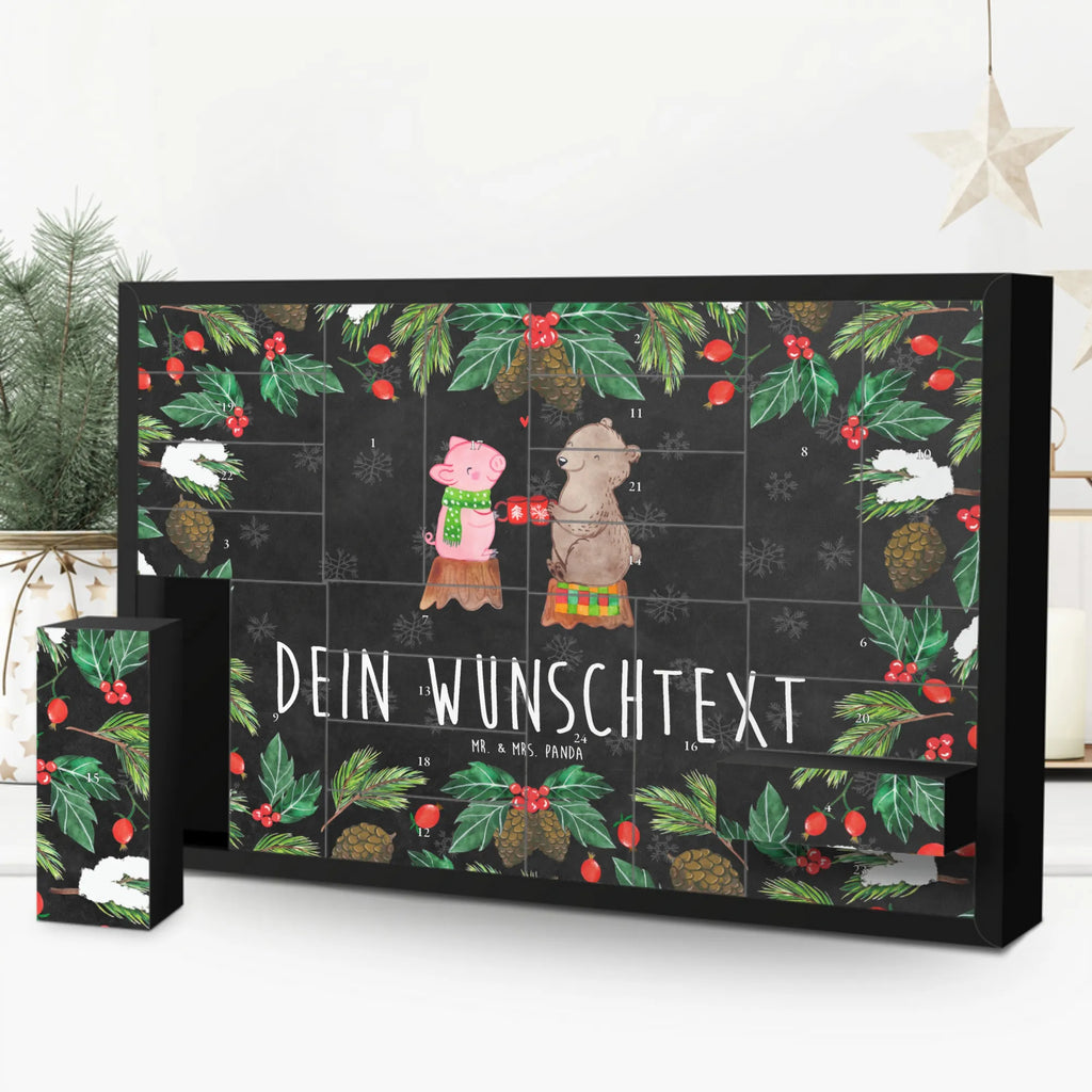 Personalisierter Befüllbarer Adventskalender Glühschwein Sause Befüllbarer Adventskalender, Adventskalender zum selbst befüllen, Winter, Weihnachten, Weihnachtsdeko, Nikolaus, Advent, Heiligabend, Wintermotiv, Prost, Alles Gute, Weihnachtszeit, Schwein, Bär